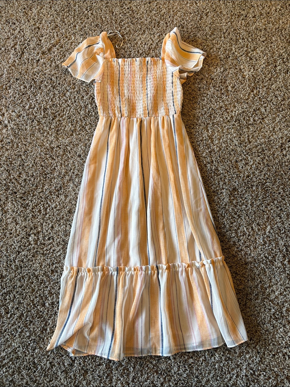 LC Lauren Conrad Yellow and Blue Striped Midi Dress